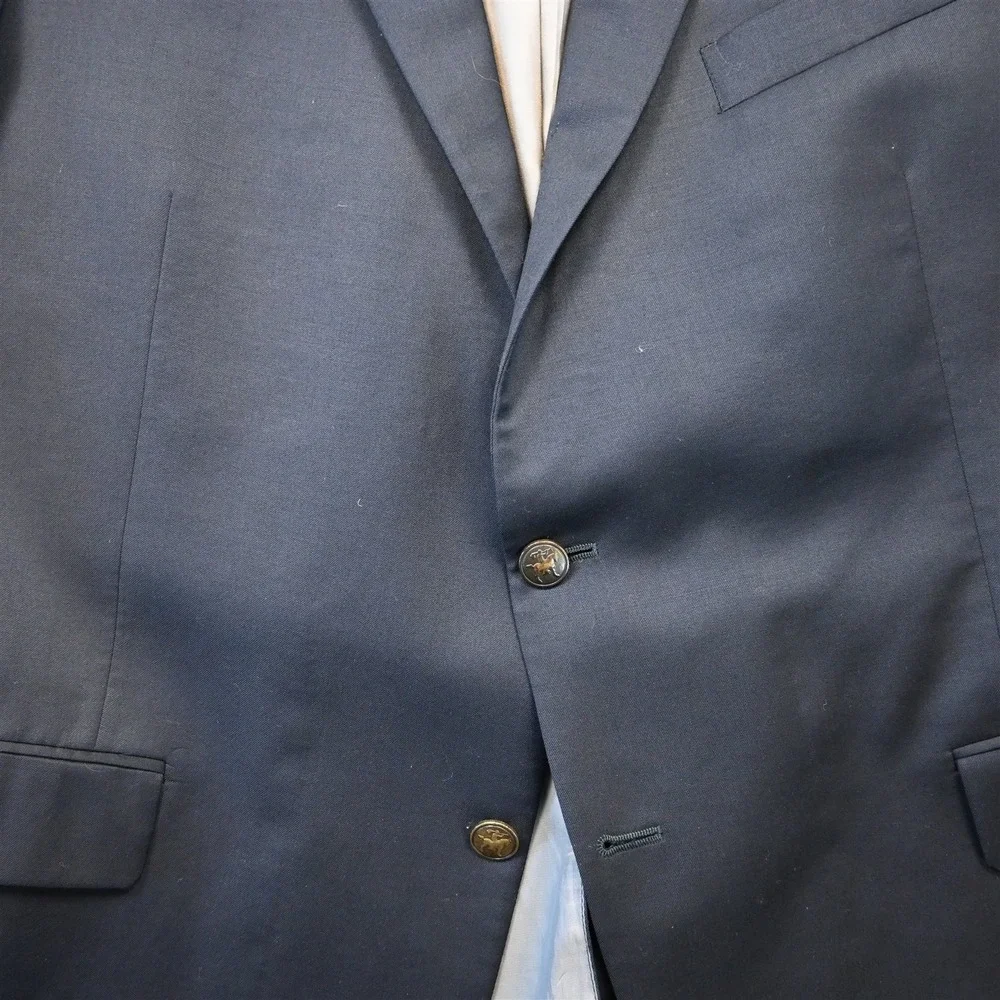 Hart Schaffner Marx 48L Navy Blue Wool USA Gold Button Mens Blazer Sport Coat‎